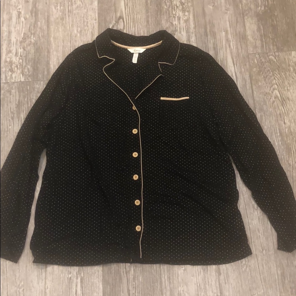 NWOT Soma Long Sleeve Sleep Shirt Black Pajama